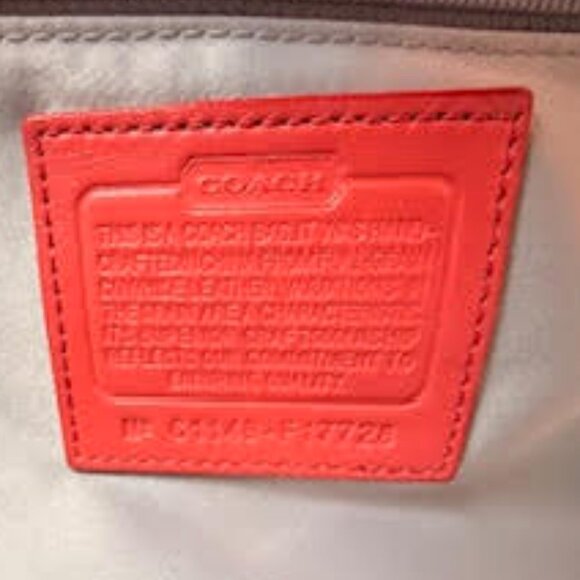 Coach Patent Leather Red Signature Embossed Tote Bag Shoulder Purse - Picture 10 of 11